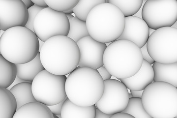 3d render wall of white grey mate balls set background