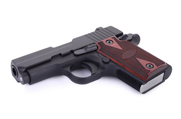 Pocket Pistols-Automatic 9 m.m handgun pistol isolated on white