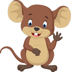 Cute mouse cartoon waving