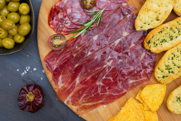 Table with spanish tapas