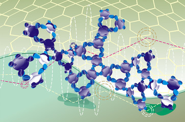complex  DNA molecule at an abstract background