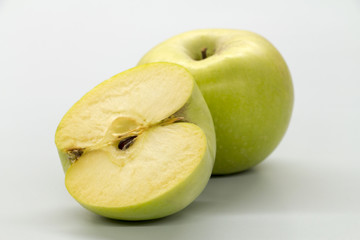 green apple on white background