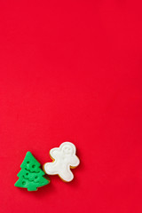 Christmas cookies on red background

