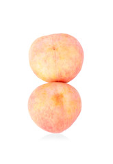 Ripe peach fruit isolated on white background