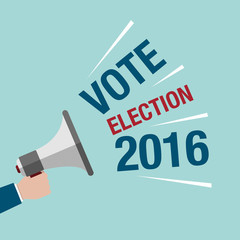 USA presidential election campaign. hand holding a megaphone wit