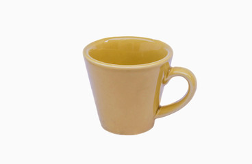 ceramic brown cup isolated on white background