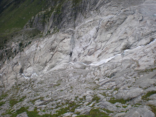 View of the lower end of a glacier in switzerland (Source of the river Rhone)