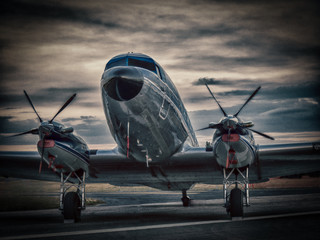 Airplane at dusk