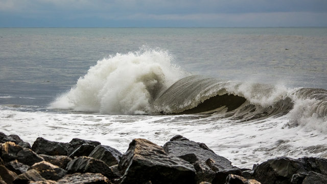Fototapeta big sea wave on the black sea, Poti, Georgia