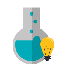 flat design round bottom chemistry flask and lightbulb icon vector illustration