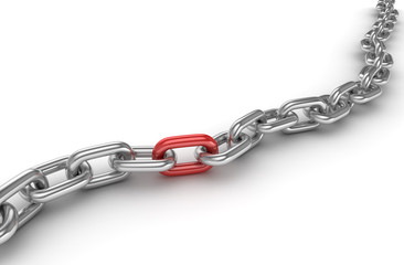 Obraz premium Chrome chain with one different red link