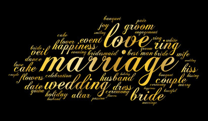 Marriage word cloud. Vector illustration.