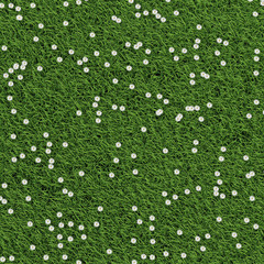 Grass and flowers texture. Top view background.