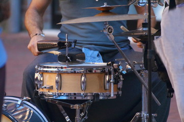 Music in the street, artists and musicians united in the love of the show. 