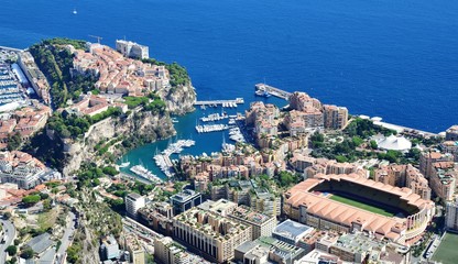 Le rocher et stade Louis II à Monaco, septembre 2016