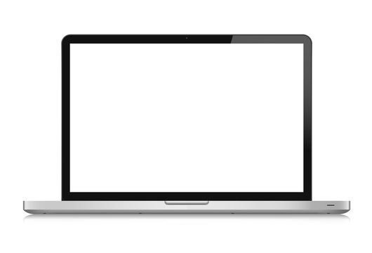 Laptop With Blank Screen On White Background