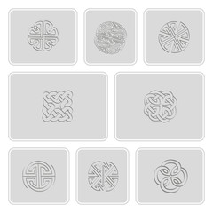 Set of monochrome icons with irish geometric ornament for your design