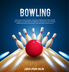 bowling realistic theme eps 10   - obrazy, fototapety, plakaty