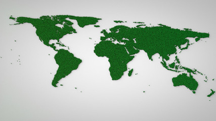Fototapeta na wymiar Eco / Green World Map concept. 3d world map made of grass