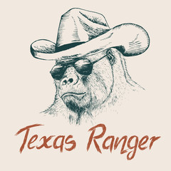 Gorilla like a texas ranger