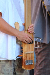 Music in the street, artists and musicians united in the love of the show. 