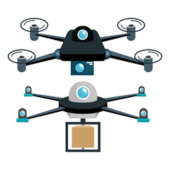 cartoon two drone technology graphic vector illustration eps 10