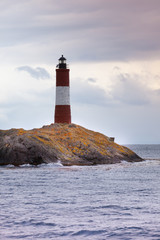Beacon on the island in the ocean. "Les Eclaireurs", near Ushuaia, Argentina