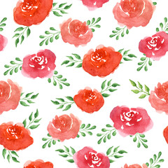 Watercolor flowers. Seamless pattern