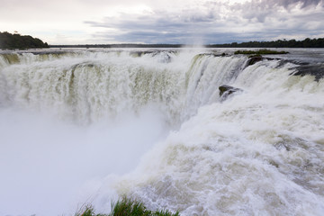 The cascade of falls in Iguazu falls