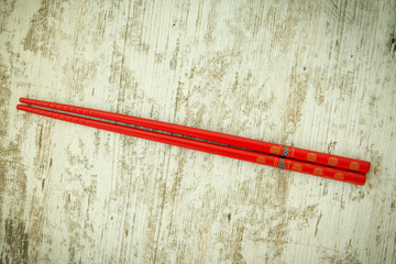 Oriental chopsticks in red