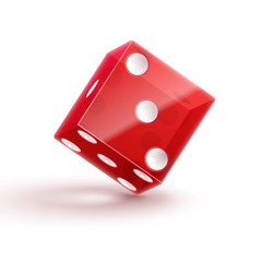 casino rulette red dice cube isolated on white