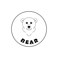 Simple bear face mascot emblem symbols. Can be used for T-shirts print, labels, badges, stickers, logotypes vector illustration. Sign a bear - design template
