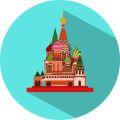 Vector Flat Design Icon of St. Basil's Cathedral