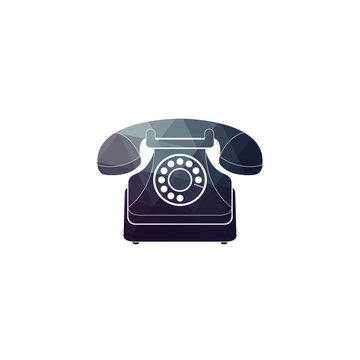 Vector icon of a retro phone. Vintage phone on white background.
