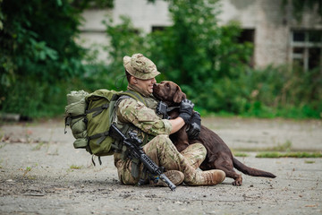 Man Hugs Dog