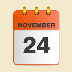 On the calendar Thanksgiving Day