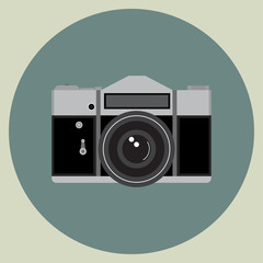 Retro manual camera vector flat image