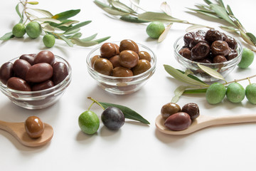 Three types of olives.
