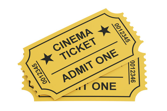 two cinema tickets, 3D rendering