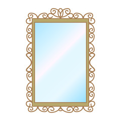 Vector illustration of a wall square mirror on a white background