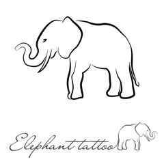 silhouette of an elephant for tattoo or logo