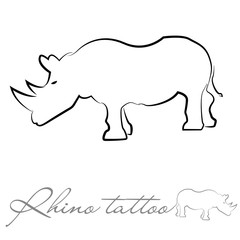 silhouette of a rhinoceros for tattoo or logo