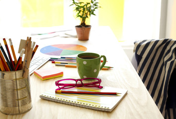 cup of coffee on the office table