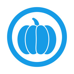 Icono plano calabaza en circulo color azul