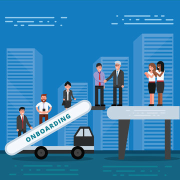 Employees onboarding concept. HR managers hiring new workers for