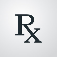Icono plano simbolo RX en fondo degradado