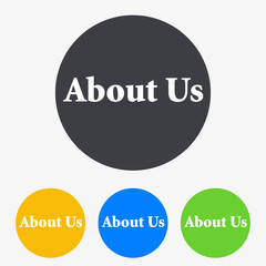 Icono plano texto About Us en circulo varios colores