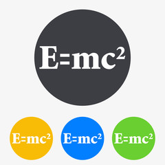 Icono plano formula E=mc2 en circulo varios colores