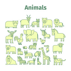Animals line art vector Icons with strokes