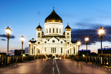 Fototapeta na wymiar Russian Orthodox Cathedral of Christ the Saviour in the night